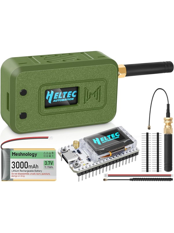 2 Set ESP32 Lo Ra V3 Module Board with 915 MHz Antenna + 3000mAh Battery + Case - Integrated WiFi Blue Tooth SX1262 CP2102 0.96” OLED Display Type C for Ar duino Lo ra Mesh Tastic IoT (N35, Black)