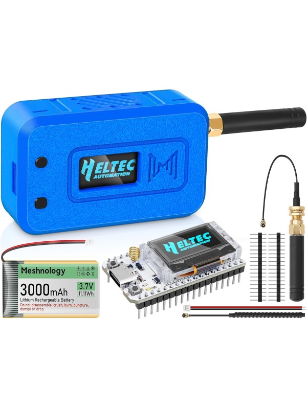 2 Set ESP32 Lo Ra V3 Module Board with 915 MHz Antenna + 3000mAh Battery + Case - Integrated WiFi Blue Tooth SX1262 CP2102 0.96” OLED Display Type C for Ar duino Lo ra Mesh Tastic IoT (N35, Black)