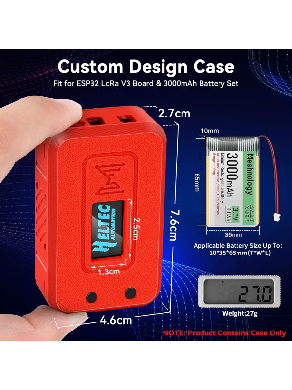 2 Set ESP32 Lo Ra V3 Module Board with 915 MHz Antenna + 3000mAh Battery + Case - Integrated WiFi Blue Tooth SX1262 CP2102 0.96” OLED Display Type C for Ar duino Lo ra Mesh Tastic IoT (N35, Black)