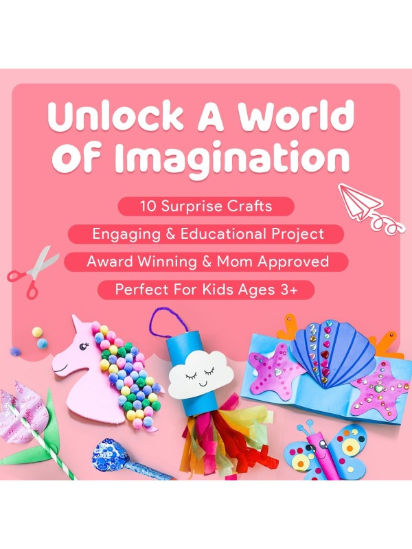 Craft Box for Kids - 10 Creative Arts and Crafts for Kids Ages 4-8, Fun, No Mess Educational Preschool & Homeschool Art Projects, Toddler Crafts Kit Supplies, 3 4 5 6 7 8 Year Old Girls & Boys