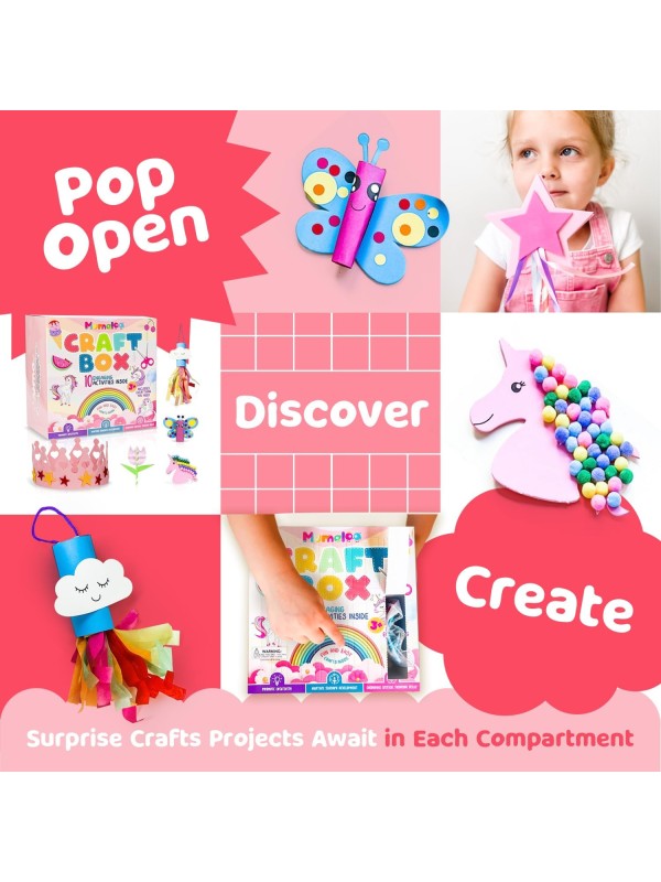 Craft Box for Kids - 10 Creative Arts and Crafts for Kids Ages 4-8, Fun, No Mess Educational Preschool & Homeschool Art Projects, Toddler Crafts Kit Supplies, 3 4 5 6 7 8 Year Old Girls & Boys