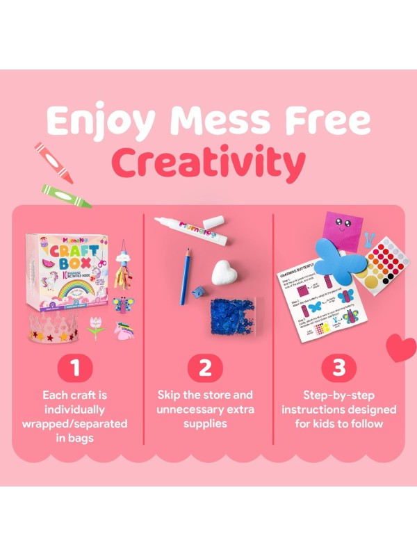 Craft Box for Kids - 10 Creative Arts and Crafts for Kids Ages 4-8, Fun, No Mess Educational Preschool & Homeschool Art Projects, Toddler Crafts Kit Supplies, 3 4 5 6 7 8 Year Old Girls & Boys