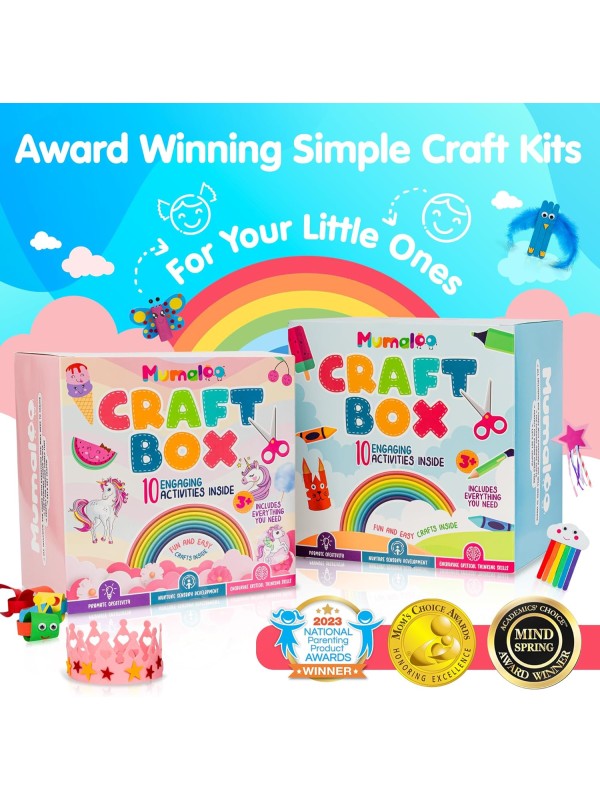 Craft Box for Kids - 10 Creative Arts and Crafts for Kids Ages 4-8, Fun, No Mess Educational Preschool & Homeschool Art Projects, Toddler Crafts Kit Supplies, 3 4 5 6 7 8 Year Old Girls & Boys