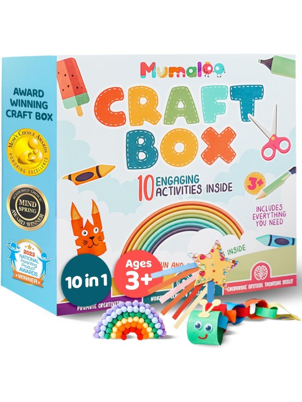 Craft Box for Kids - 10 Creative Arts and Crafts for Kids Ages 4-8, Fun, No Mess Educational Preschool & Homeschool Art Projects, Toddler Crafts Kit Supplies, 3 4 5 6 7 8 Year Old Girls & Boys