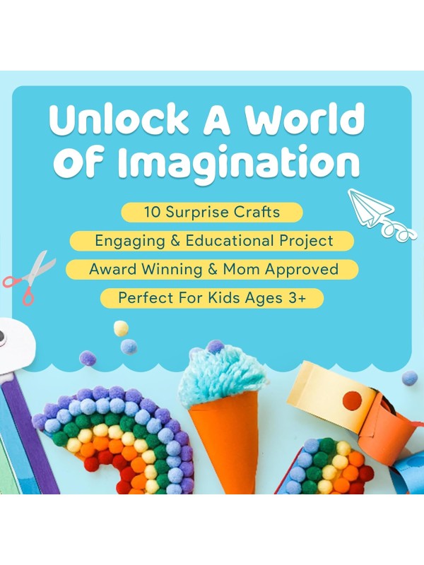Craft Box for Kids - 10 Creative Arts and Crafts for Kids Ages 4-8, Fun, No Mess Educational Preschool & Homeschool Art Projects, Toddler Crafts Kit Supplies, 3 4 5 6 7 8 Year Old Girls & Boys