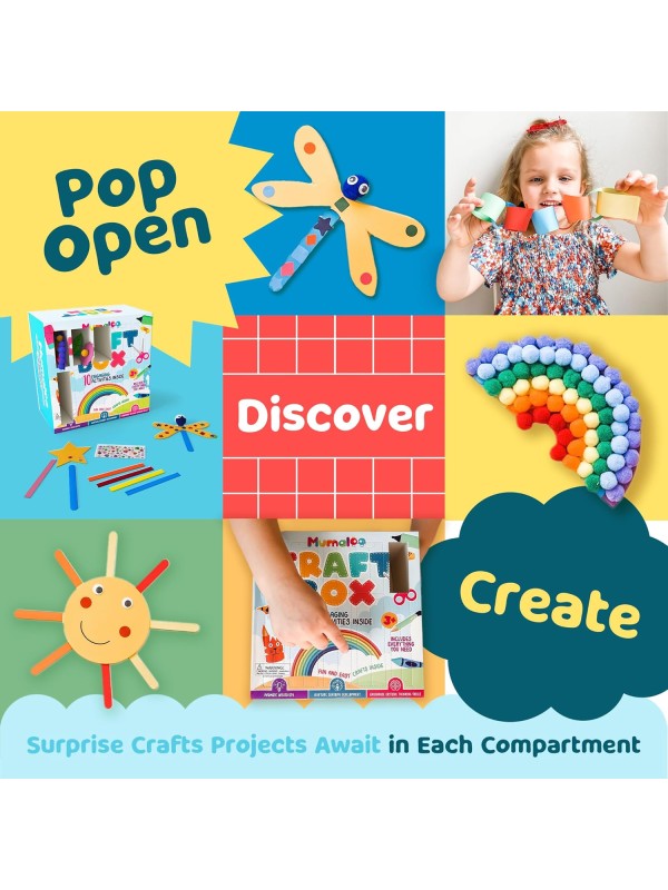 Craft Box for Kids - 10 Creative Arts and Crafts for Kids Ages 4-8, Fun, No Mess Educational Preschool & Homeschool Art Projects, Toddler Crafts Kit Supplies, 3 4 5 6 7 8 Year Old Girls & Boys