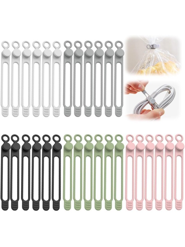 Data Cable Organizer, 2025 New Silicone Cable Ties Reusable Cable Management Organizer for Bundling and Fastening Cable Cords Wires (20)