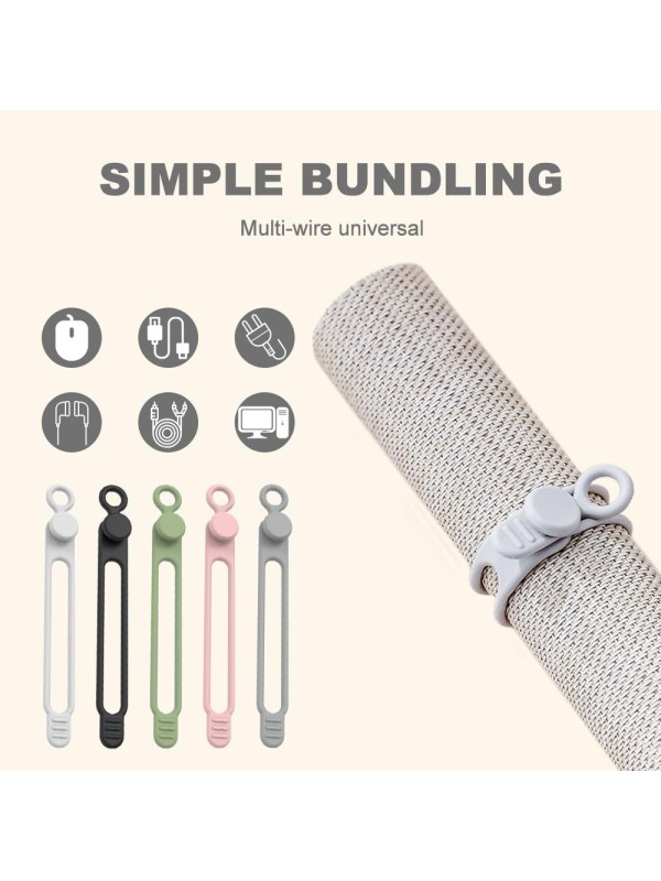 Data Cable Organizer, 2025 New Silicone Cable Ties Reusable Cable Management Organizer for Bundling and Fastening Cable Cords Wires (20)