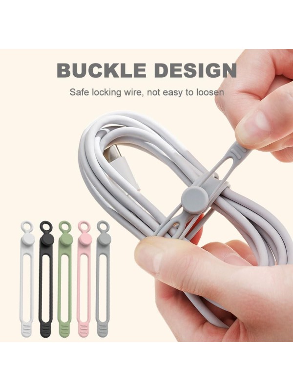 Data Cable Organizer, 2025 New Silicone Cable Ties Reusable Cable Management Organizer for Bundling and Fastening Cable Cords Wires (20)