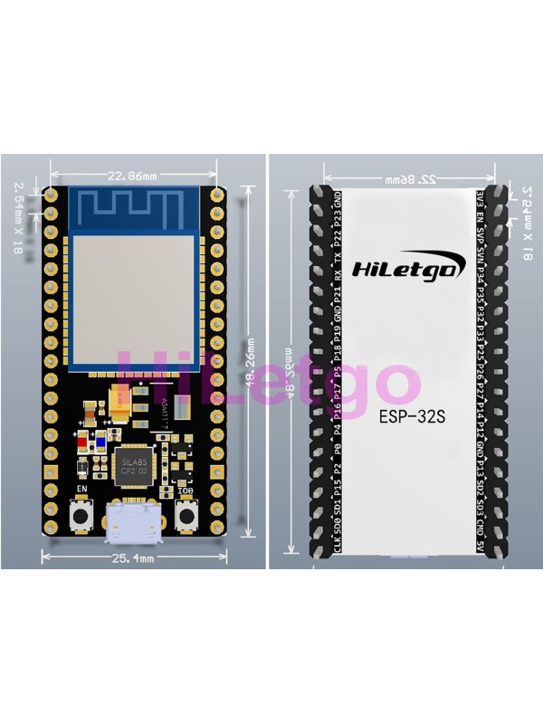 HiLetgo ESP-WROOM-32 ESP32 ESP-32S Development Board 2.4GHz Dual-Mode WiFi + Bluetooth Dual Cores Microcontroller Processor Integrated with Antenna RF AMP Filter AP STA for Arduino IDE