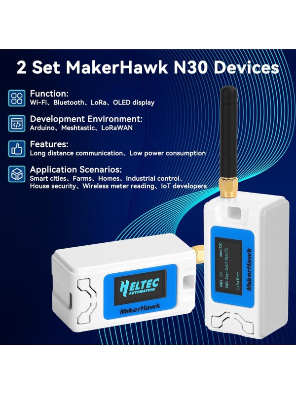 2 Pack ESP 32 Lo Ra V3 Development Board + 1100mAh Battery + Protect Case Set - with 915MHz Antenna and SX 1262 Surport WiFi Blue Tooth Lo Ra V3 Devices for Meshtastic Ar duino LoRawan IOT