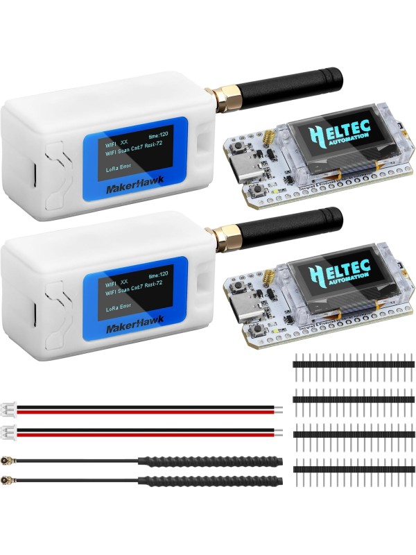 2 Pack ESP 32 Lo Ra V3 Development Board + 1100mAh Battery + Protect Case Set - with 915MHz Antenna and SX 1262 Surport WiFi Blue Tooth Lo Ra V3 Devices for Meshtastic Ar duino LoRawan IOT