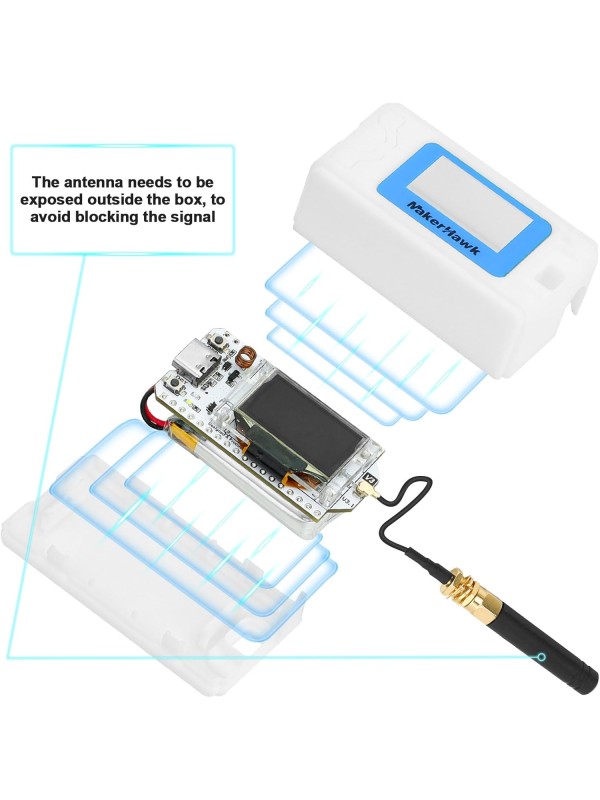 2 Pack ESP 32 Lo Ra V3 Development Board + 1100mAh Battery + Protect Case Set - with 915MHz Antenna and SX 1262 Surport WiFi Blue Tooth Lo Ra V3 Devices for Meshtastic Ar duino LoRawan IOT