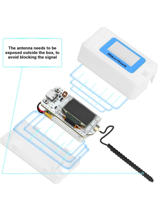 2 Pack ESP 32 Lo Ra V3 Development Board + 1100mAh Battery + Protect Case Set - with 915MHz Antenna and SX 1262 Surport WiFi Blue Tooth Lo Ra V3 Devices for Meshtastic Ar duino LoRawan IOT