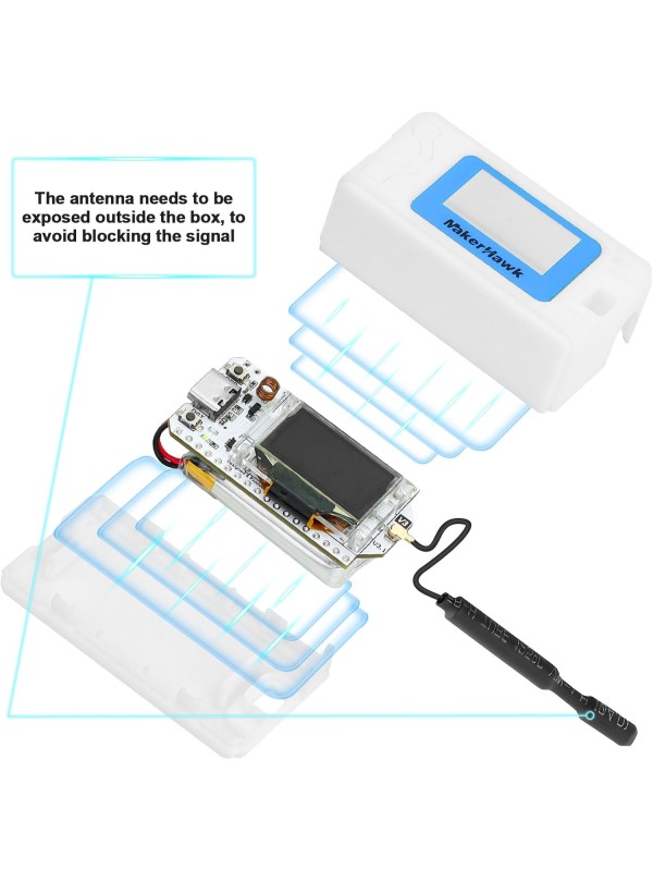 2 Pack ESP 32 Lo Ra V3 Development Board + 1100mAh Battery + Protect Case Set - with 915MHz Antenna and SX 1262 Surport WiFi Blue Tooth Lo Ra V3 Devices for Meshtastic Ar duino LoRawan IOT