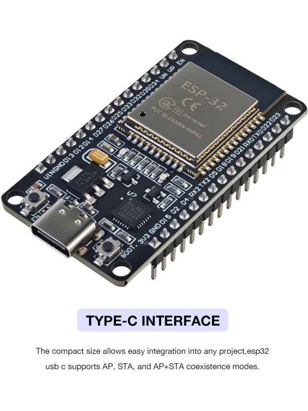 3Pack ESP32 ESP-32S Development Board USB-C WiFi Bluetooth Dual Core Microcontroller for Arduino IDE, Support AP/STA/AP+STA, CP2102 Chip ESP-WROOM-32