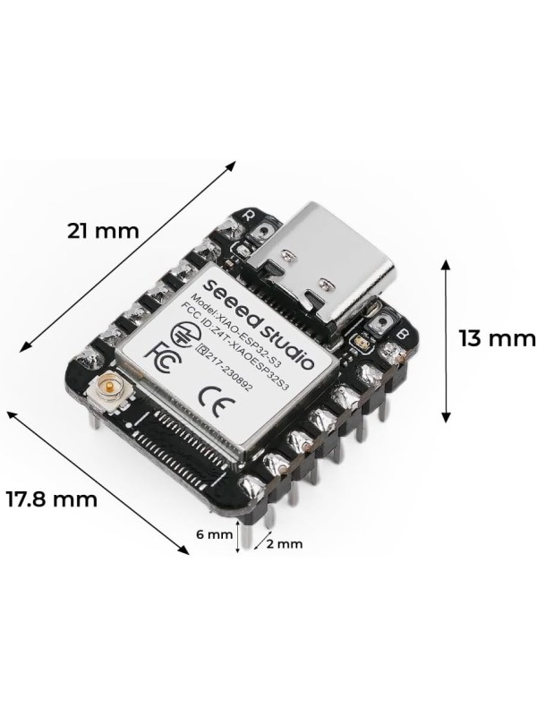 Seeed Studio XIAO ESP32 S3 Sense - 2.4GHz Wi-Fi, BLE 5.0, OV2640 Camera Sensor, Digital Microphone, 8MB PSRAM, 8MB Flash, Battery Charge Supported, Rich Interface, IoT, Embedded ML …